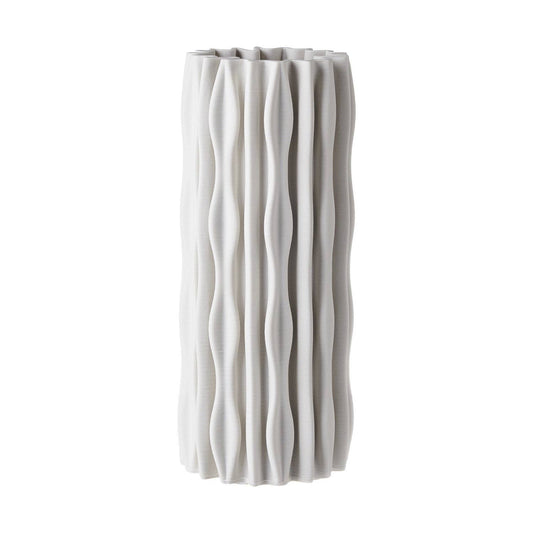 Lined Ceramic Vase White - Medium