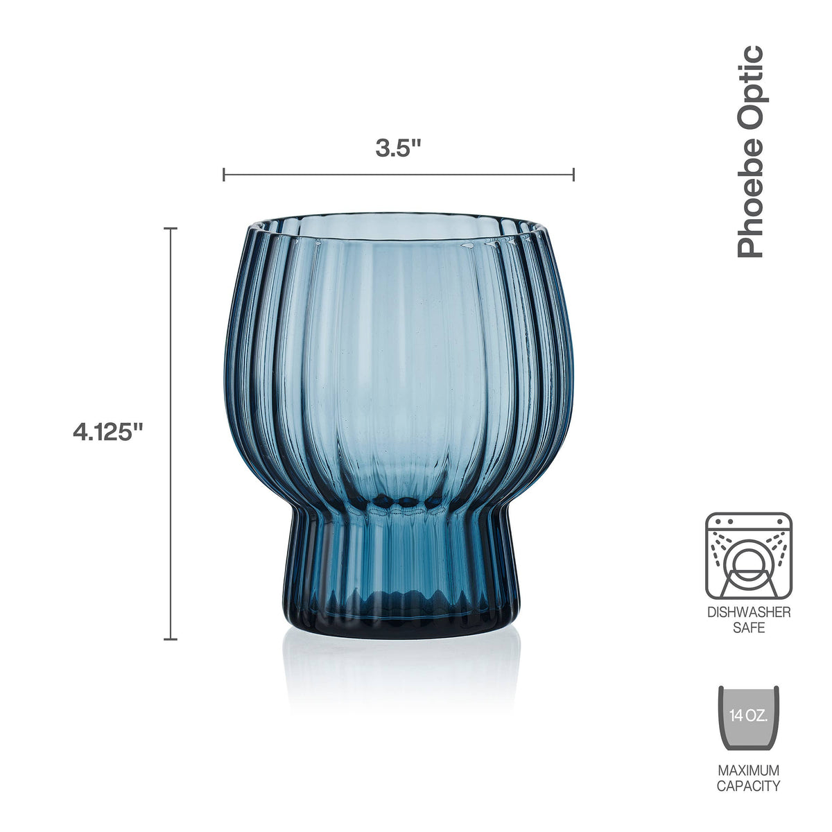Phoebe Optic Blue Double Old Fashioned Glasses, Set of 4