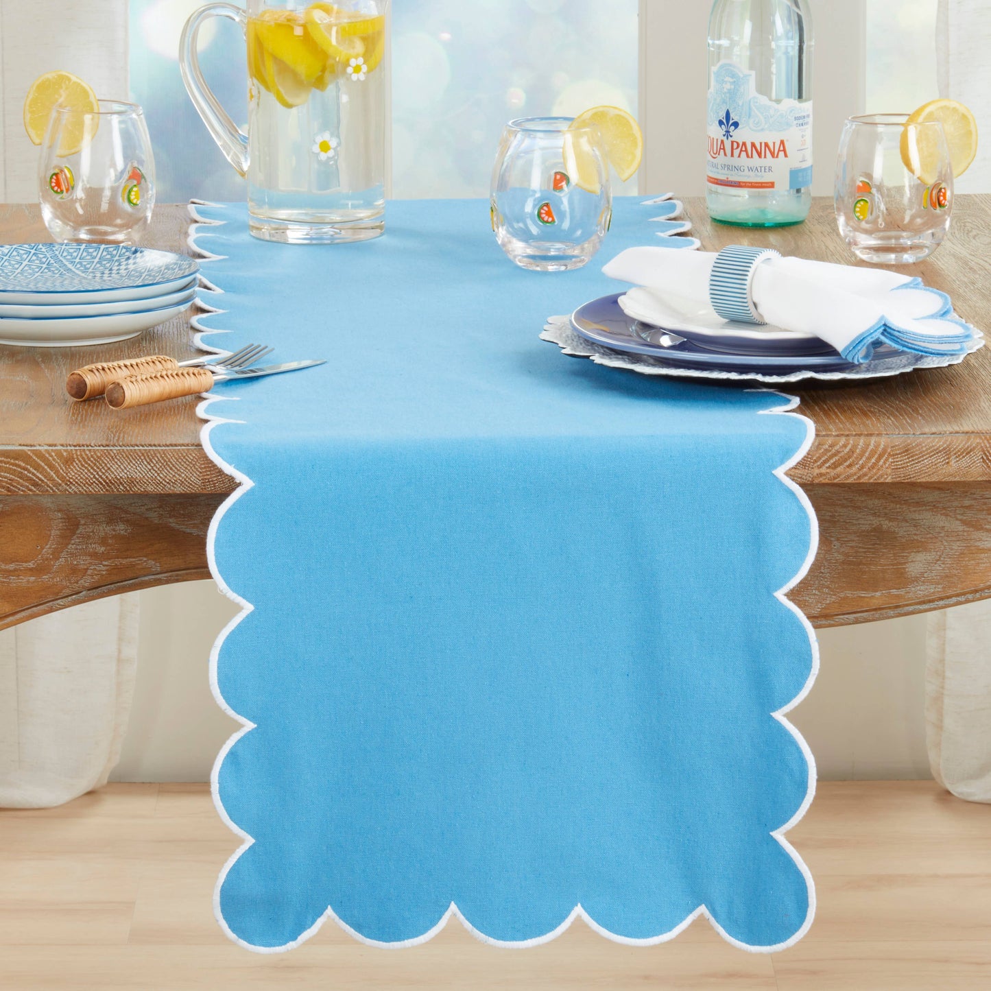 Scalloped Table Runner: Periwinkle Blue / 16"x72"