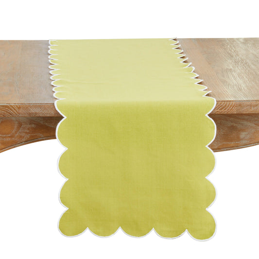 Scalloped Table Runner: Kiwi / 16"x72"