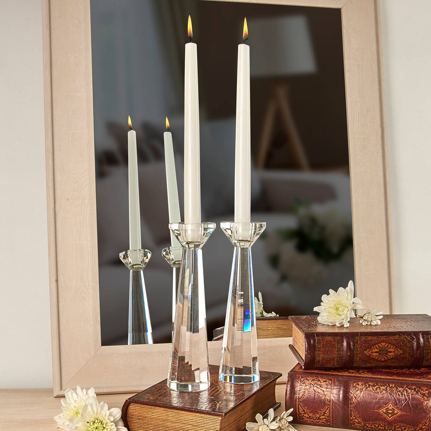 Park Avenue Pair of Faceted - Crystal Candle Holders