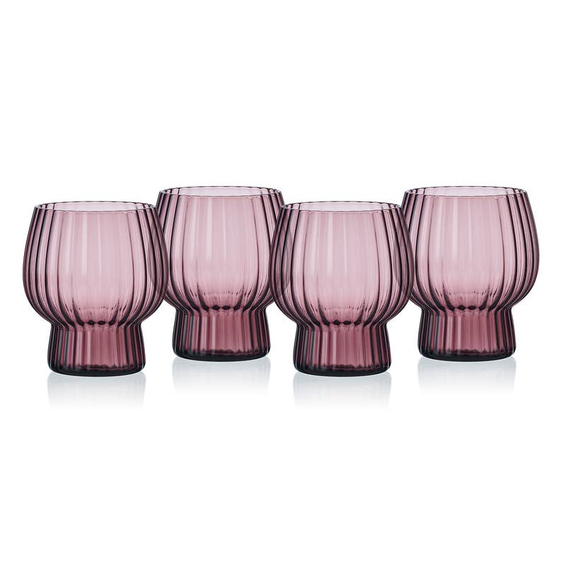 Phoebe Optic Lilac Double Old Fashioned Glasses, Set of 4