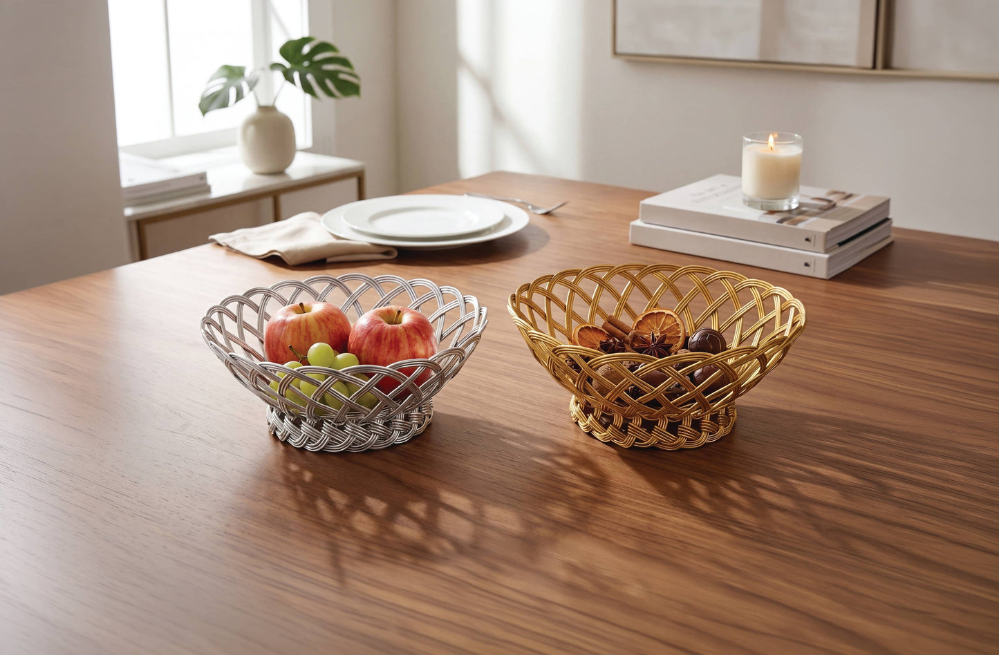 Bread/Fruit Basket - Gold Weave