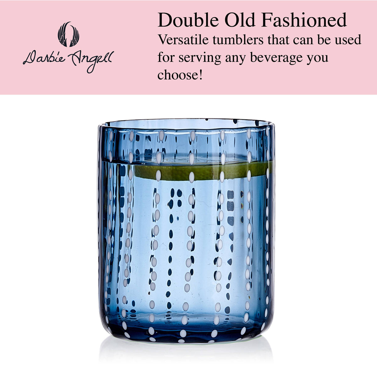 Dappled Clouds Cobalt Double Old Fashioned Glasses, Set of 4