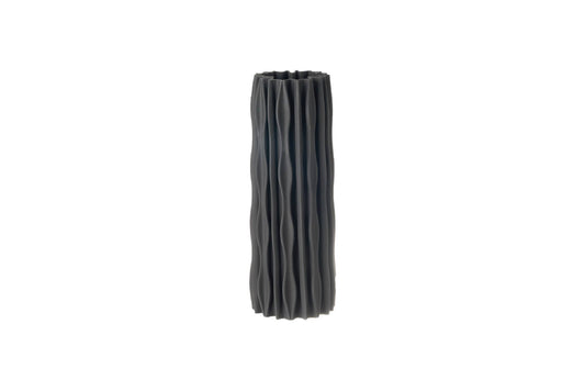 Lined Ceramic Vase Black - Medium