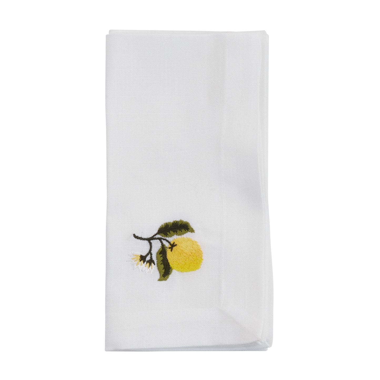 Embroidered Lemon Napkin: White / 20" - set of 4