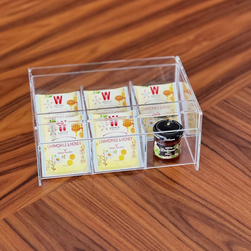 6-Compartment Acrylic Tea Bag Box