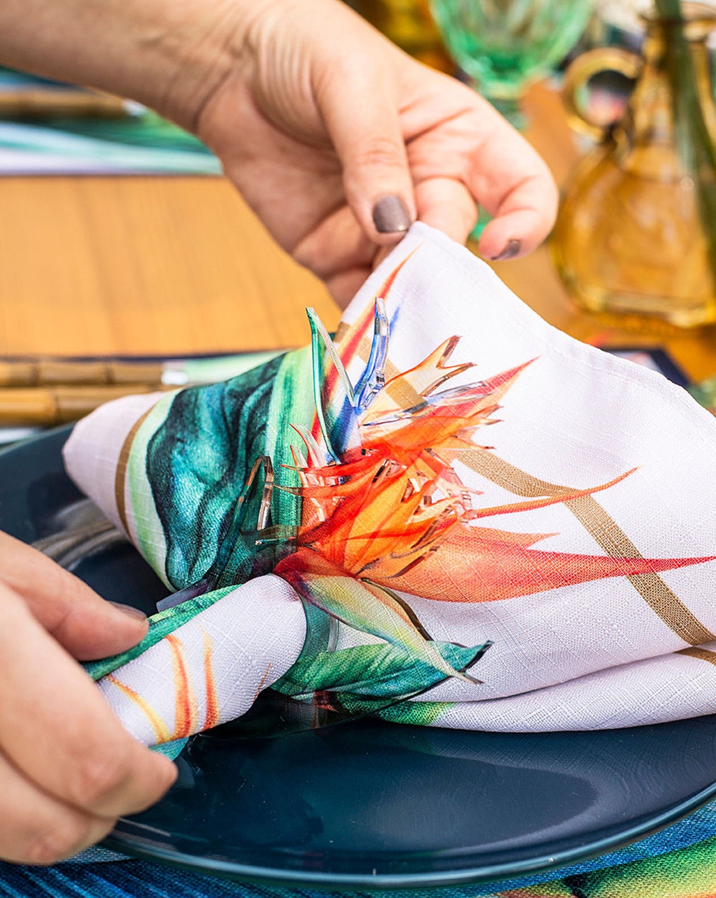 Bird of Paradise Acrylic Napkin Rings (set of 6)