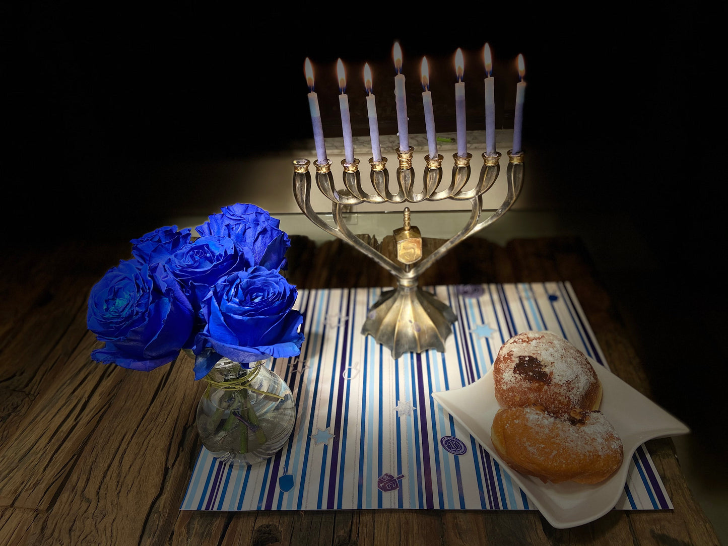 HANUKkAH STRIPES PAPER PLACEMAT