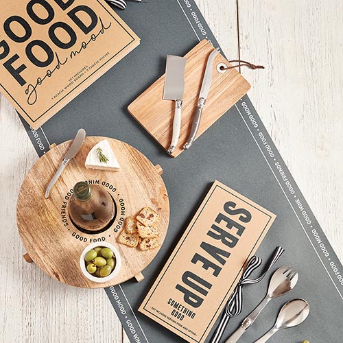 Wood Cheese Board Set Book Box - Good Food Good Mood
