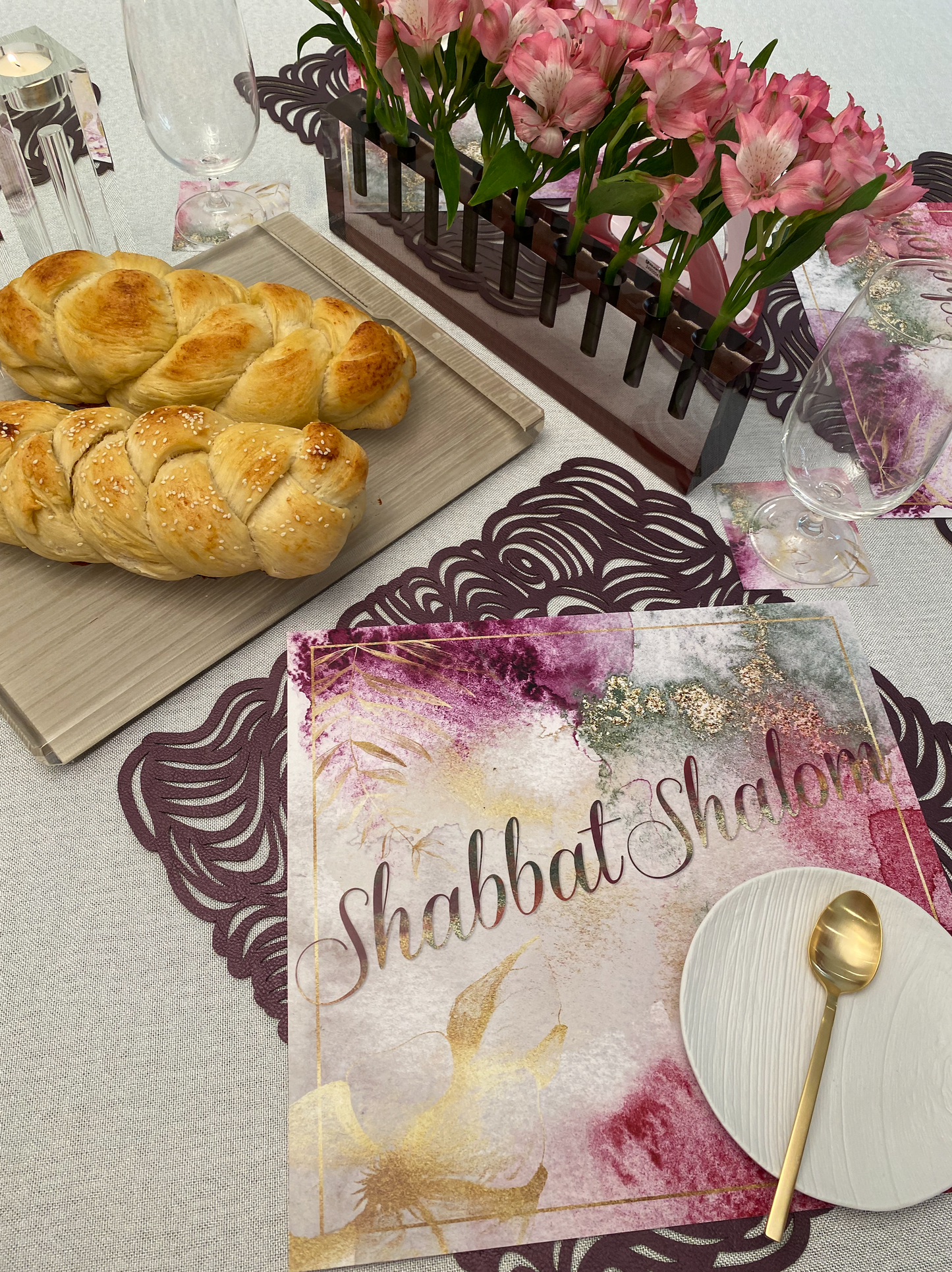 SHABBAT COLORFUL WATERCOLOR PAPER PLACEMAT