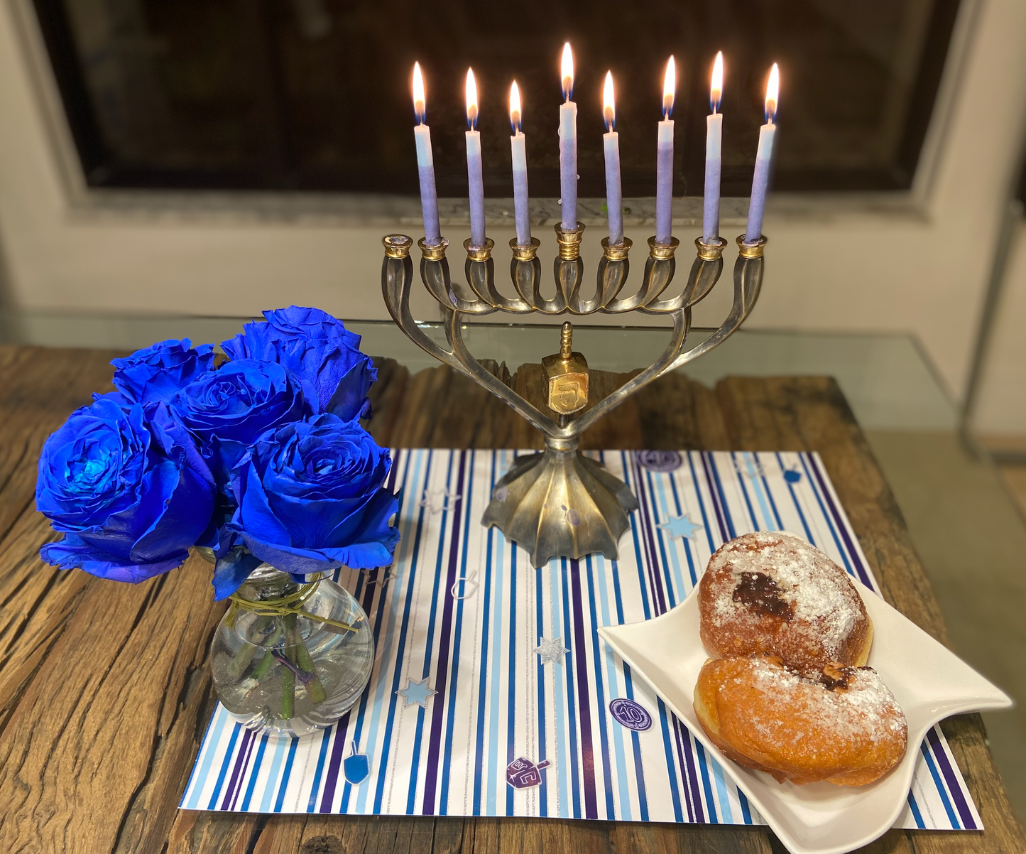 HANUKkAH STRIPES PAPER PLACEMAT