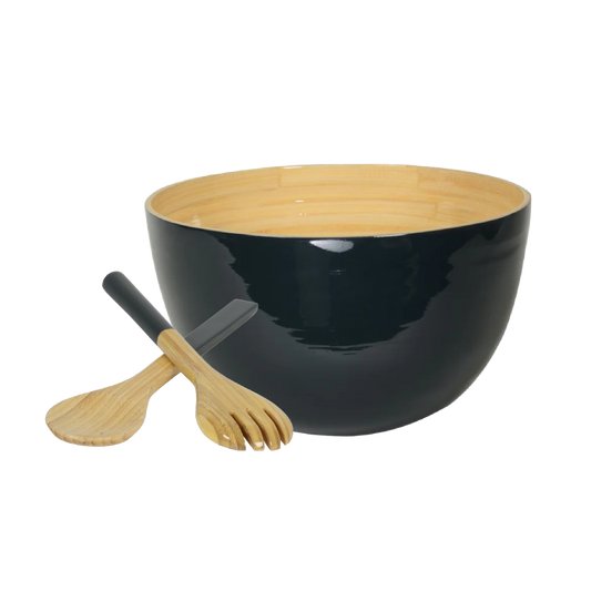 Bamboo Mixing Bowl & Server Set - Dark Grey