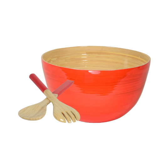Bamboo Mixing Bowl  & Server Set -  Orange