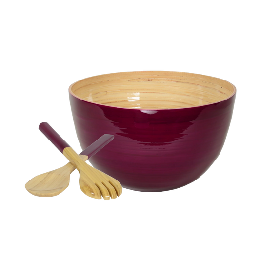 Bamboo Mixing Bowl & Server Set - Blackberry