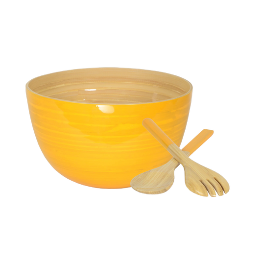 Bamboo Mixing Bowl & Server Set - Yellow