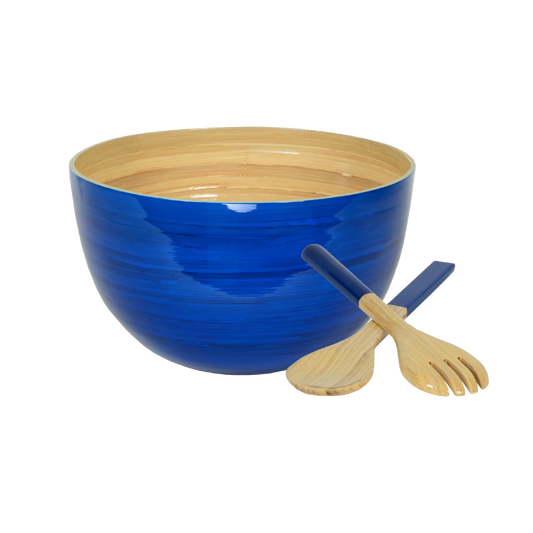 Bamboo Mixing Bowl & Server Set - Blue