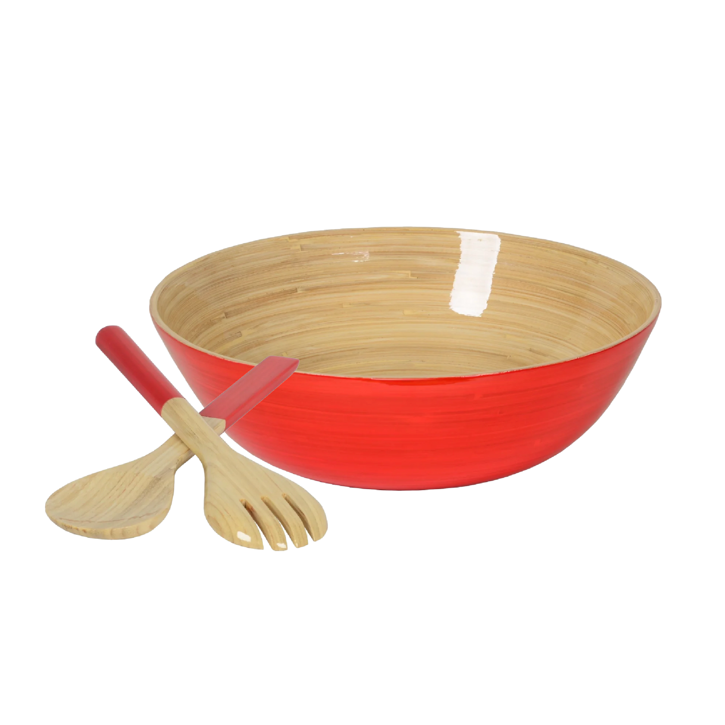 Bamboo Classic Bowl & Matching Servers - Orange