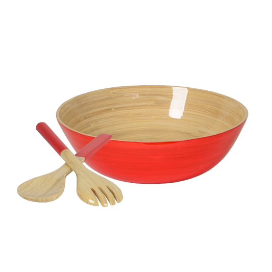 Bamboo Classic Bowl & Matching Servers - Orange