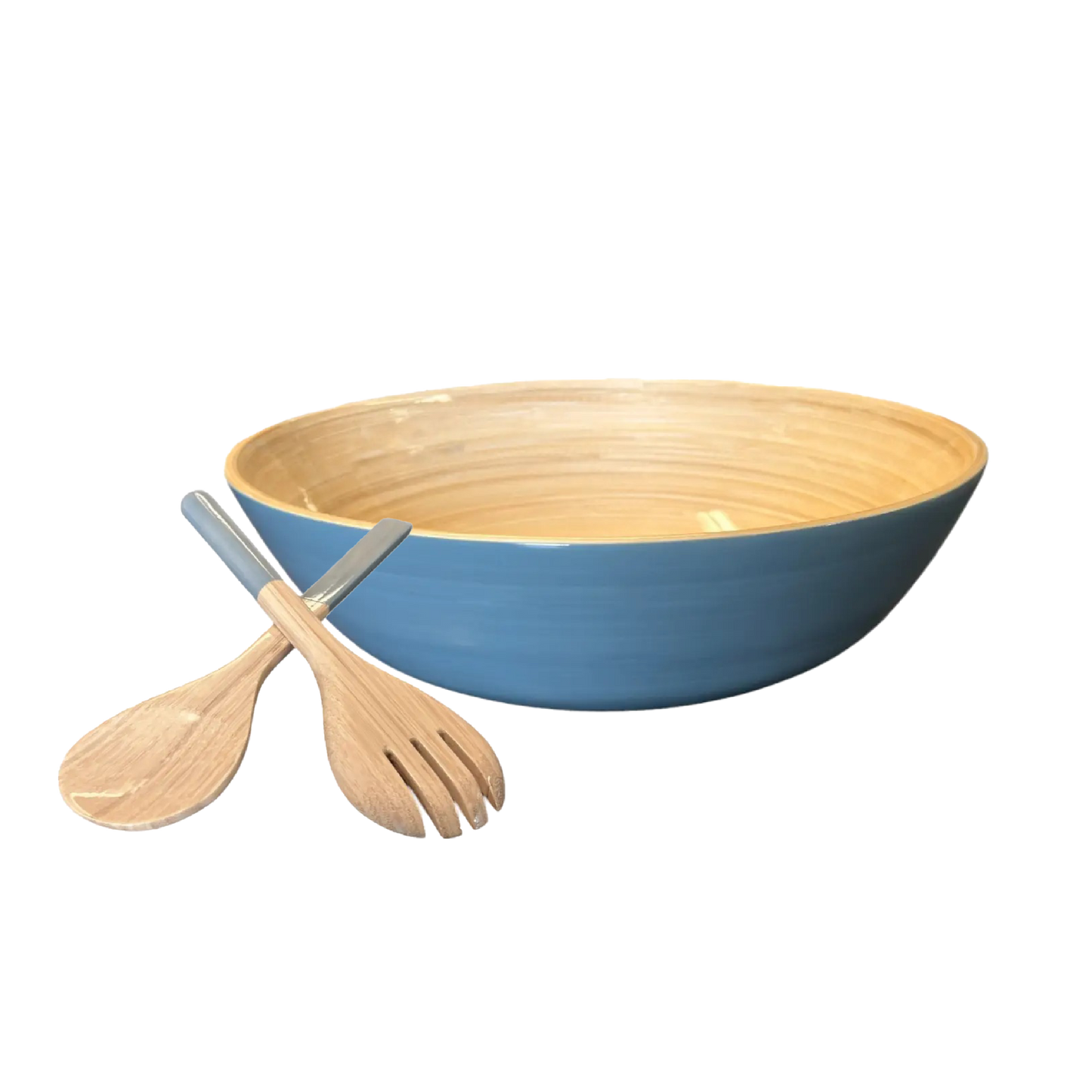 Bamboo Classic Bowl & Matching Servers - Dove Blue