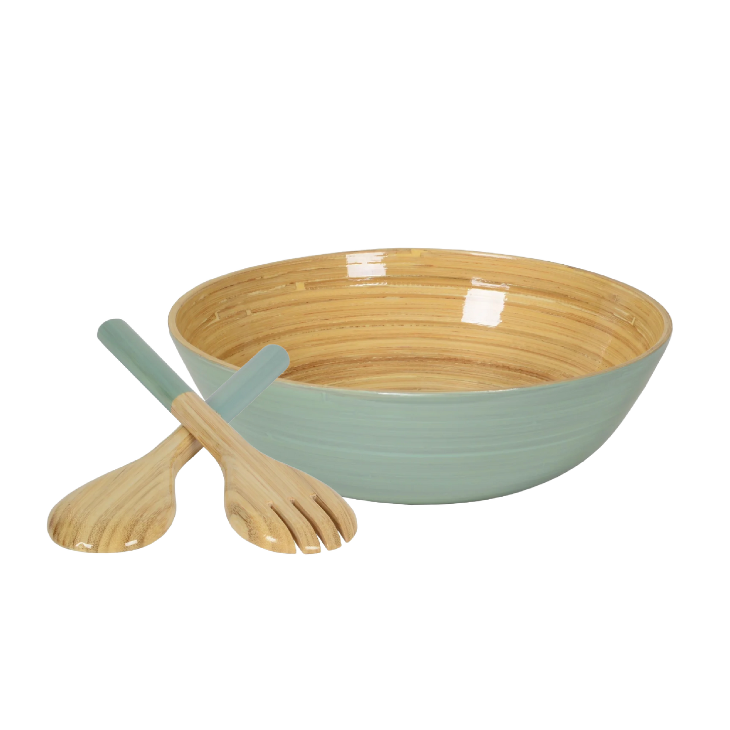 Bamboo Classic Bowl & Matching Servers - Ice Blue