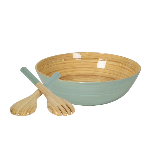 Bamboo Classic Bowl & Matching Servers - Ice Blue