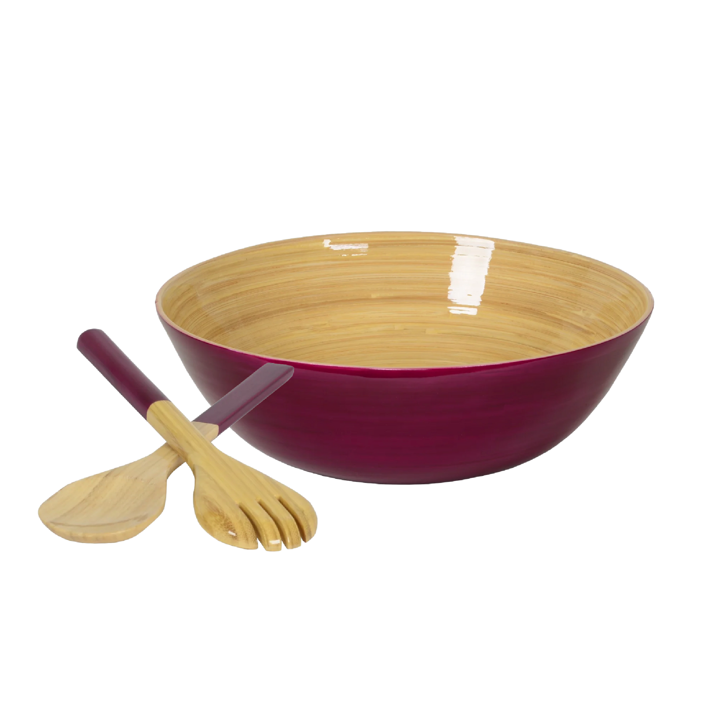 Bamboo Classic Bowl & Matching Servers - Blackberry