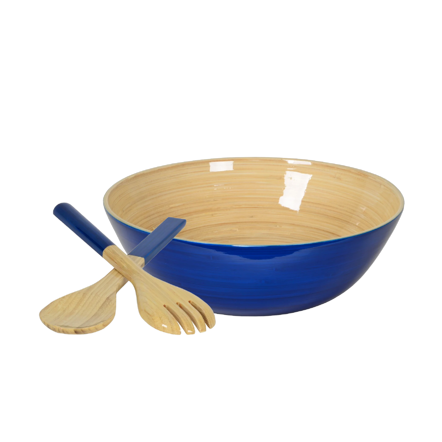 Bamboo Classic Bowl & Matching Servers - Blue
