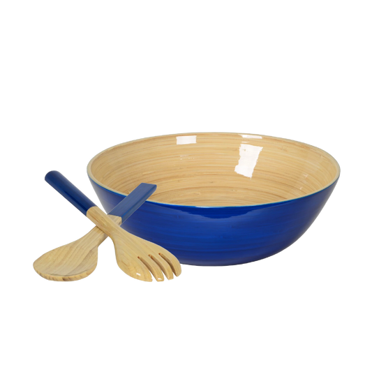 Bamboo Classic Bowl & Matching Servers - Blue