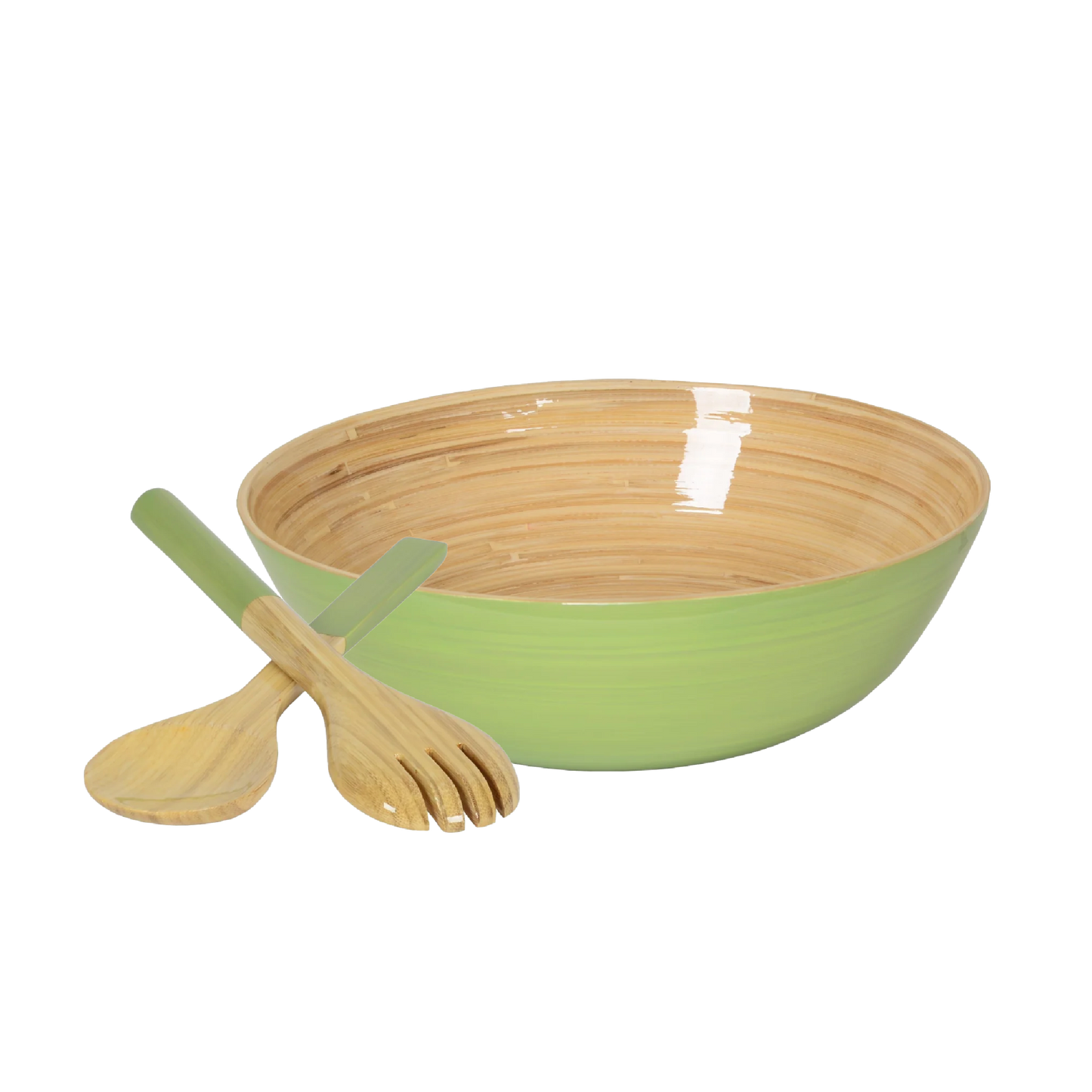 Bamboo Classic Bowl & Matching Servers - Pastel Green