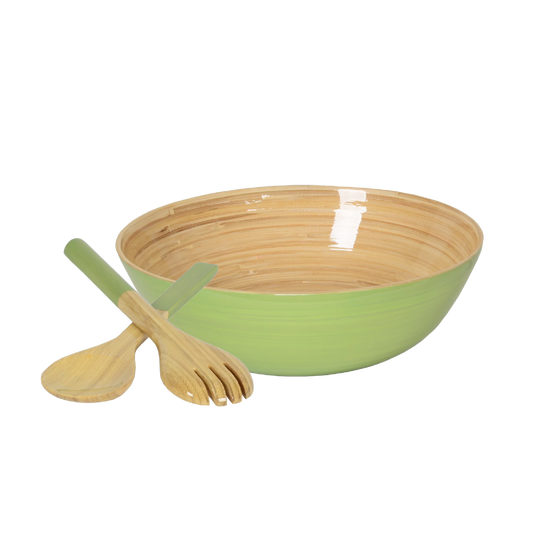 Bamboo Classic Bowl & Matching Servers - Pastel Green