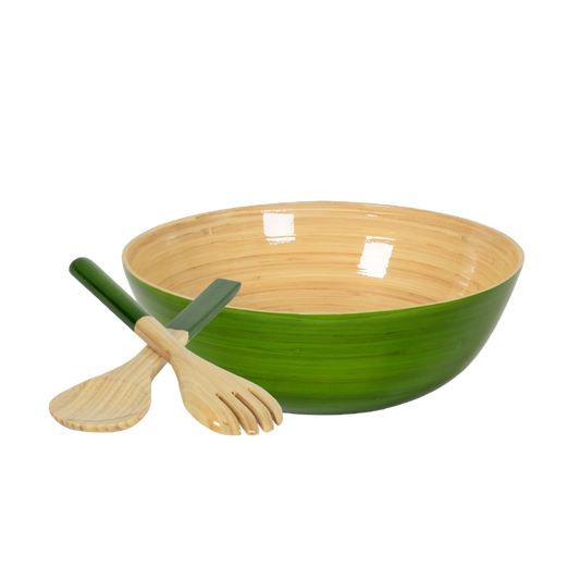 Bamboo Classic Bowl & Matching Servers - Grass Green
