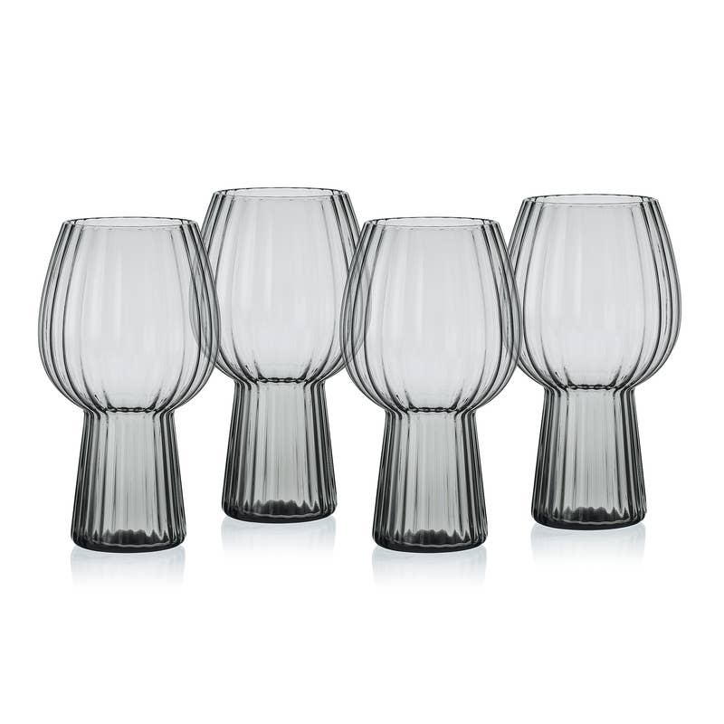 Phoebe Optic Smoke Goblets, Set of 4