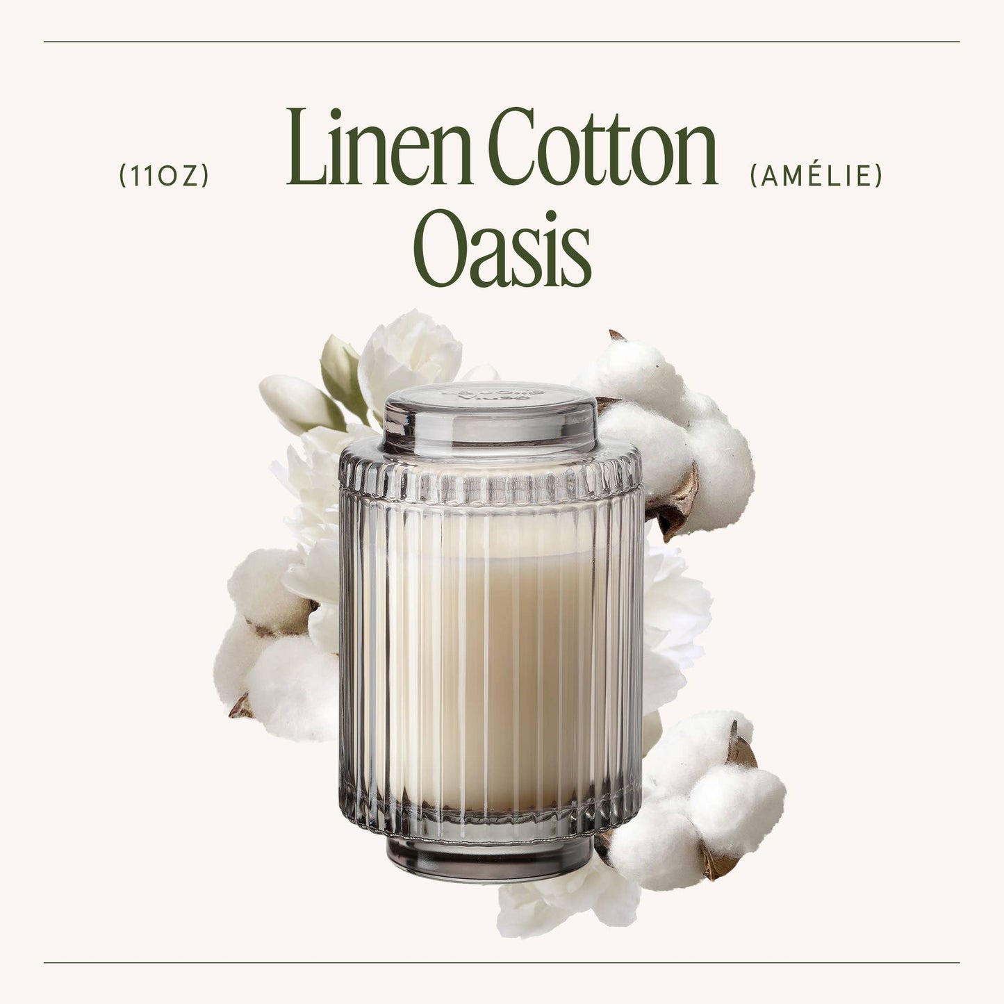 Scented Candle - Linen Cotton Oasis - 11oz | La Jolie Muse