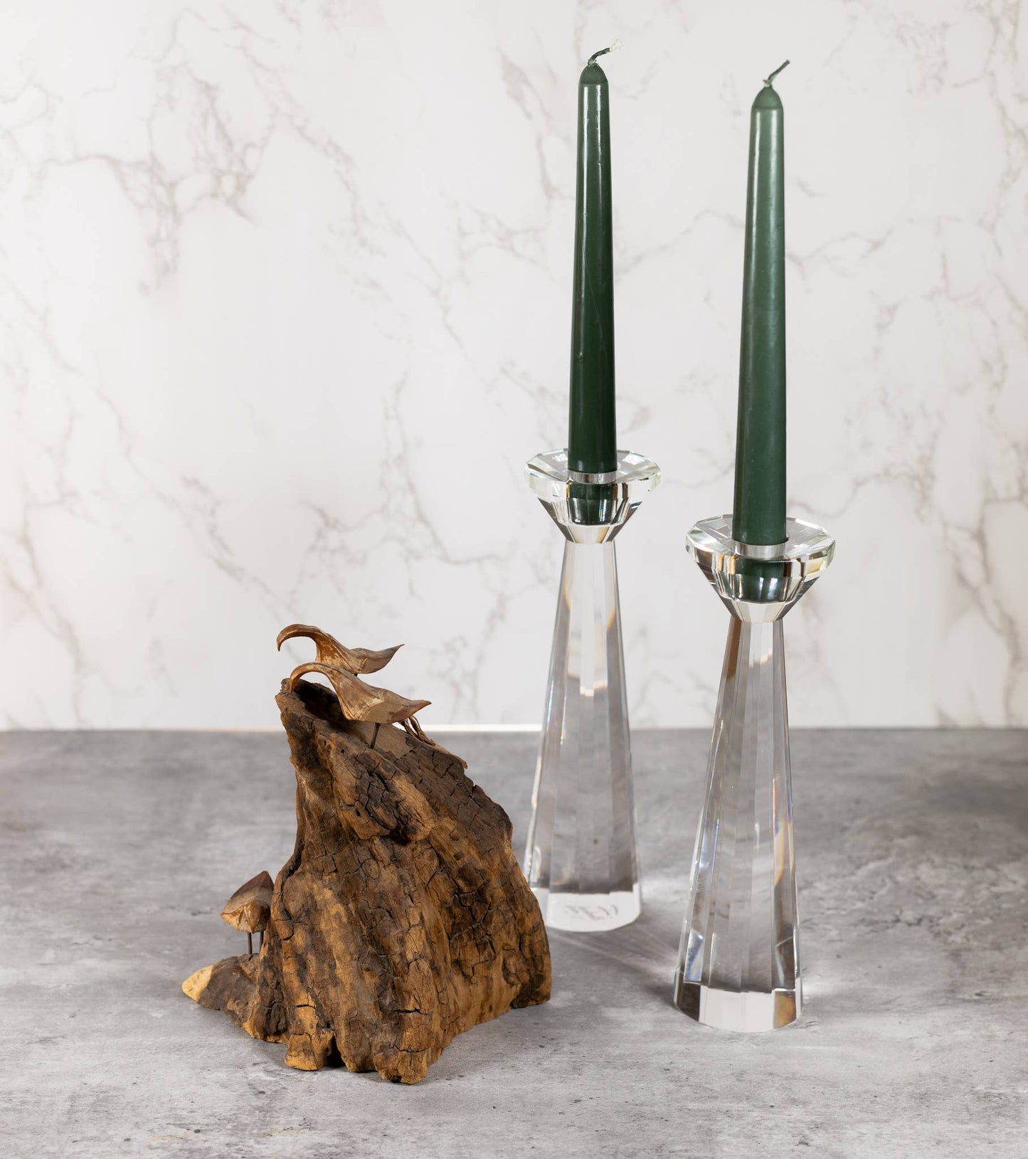 Park Avenue Pair of Faceted - Crystal Candle Holders