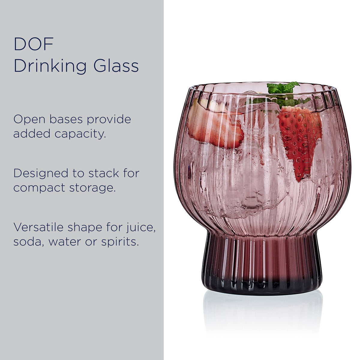 Phoebe Optic Lilac Double Old Fashioned Glasses, Set of 4