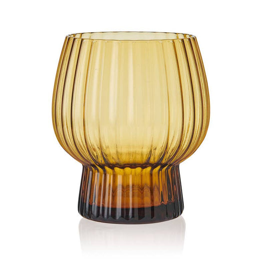 Phoebe Optic Amber Double Old Fashioned Glasses, Set of 4