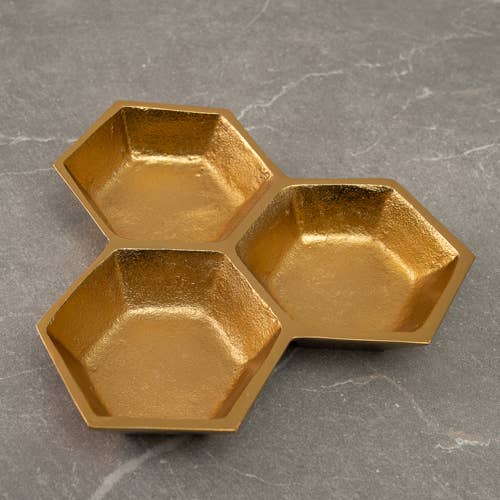 Golden Honeycomb Bowl - 3 section