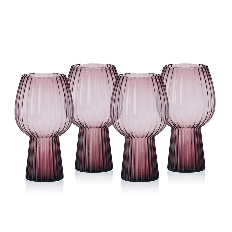 Phoebe Optic Lilac Goblets, Set of 4