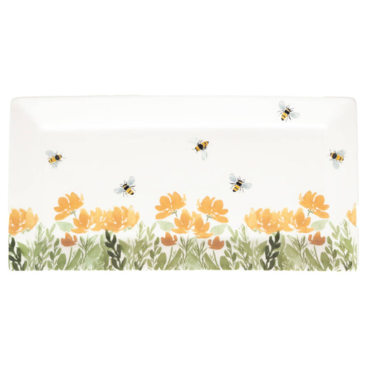 14.25" Long Bee Field Ceramic Platter
