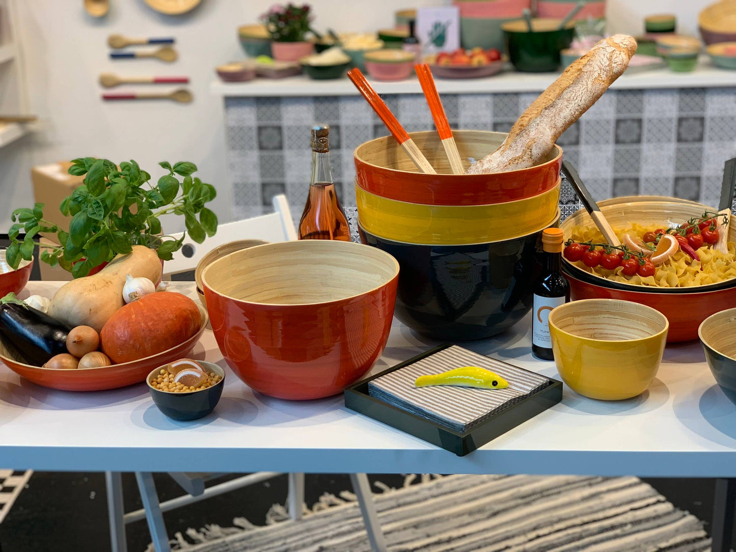 Bamboo Mixing Bowl & Server Set - Dove Blue