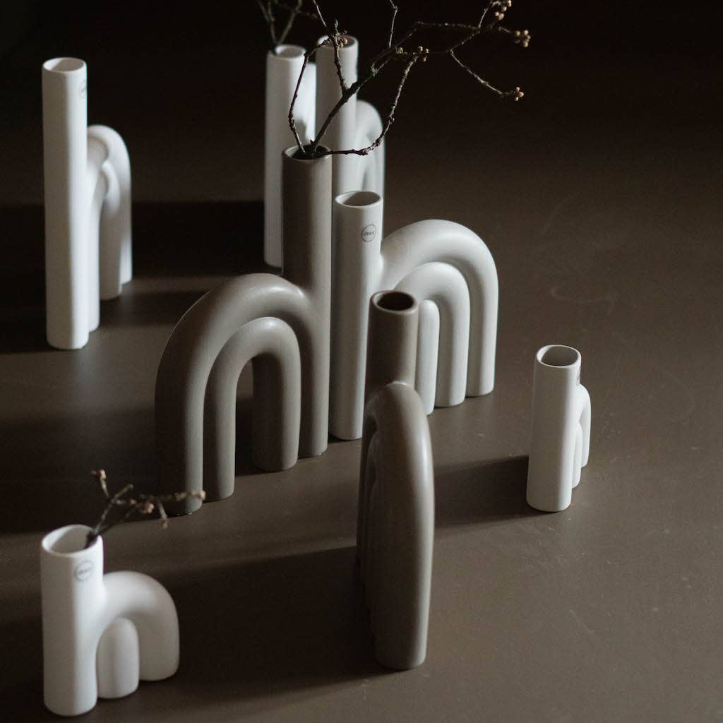 Medium Rope Ceramic Vase - Taupe