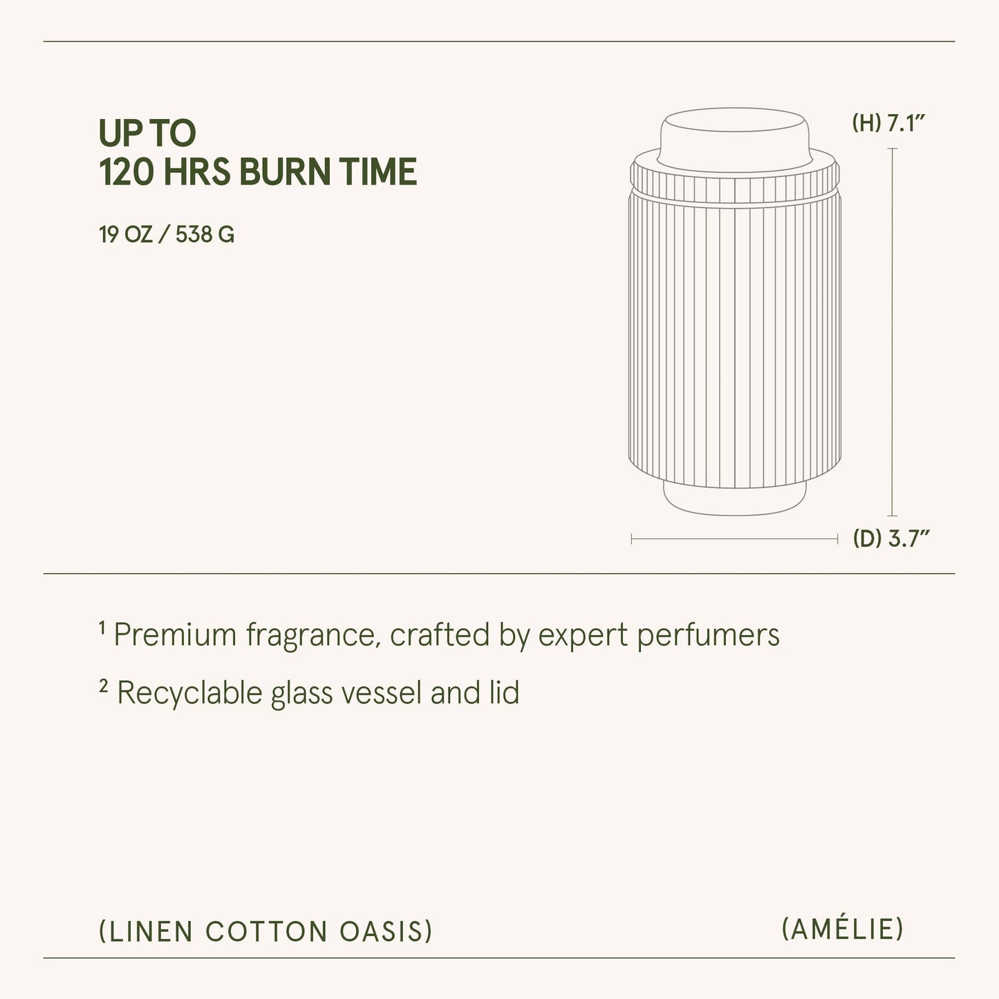 Scented Candle - Linen Cotton Oasis - 19oz | La Jolie Muse