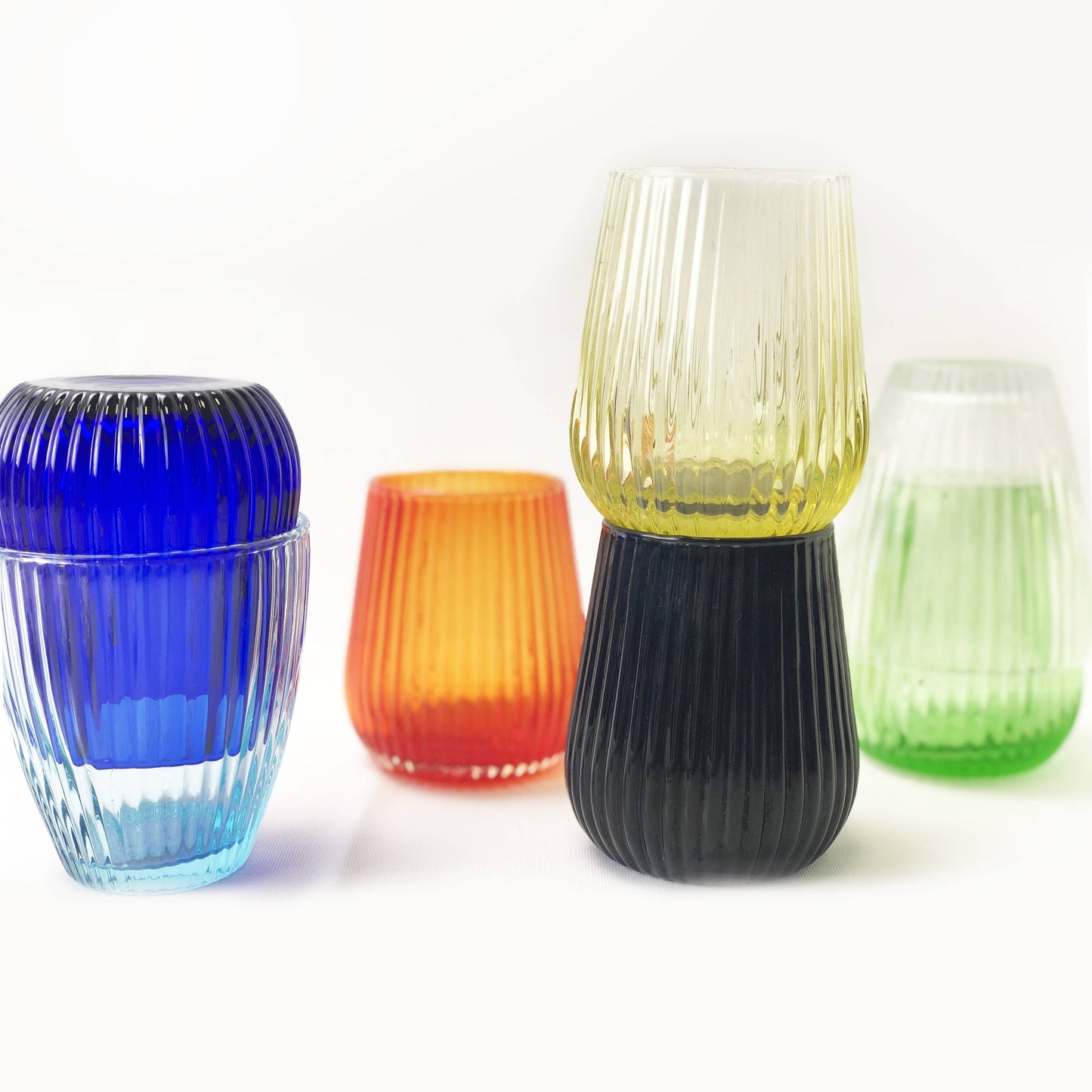 LINE COLORED GLASS RED - Set of 6