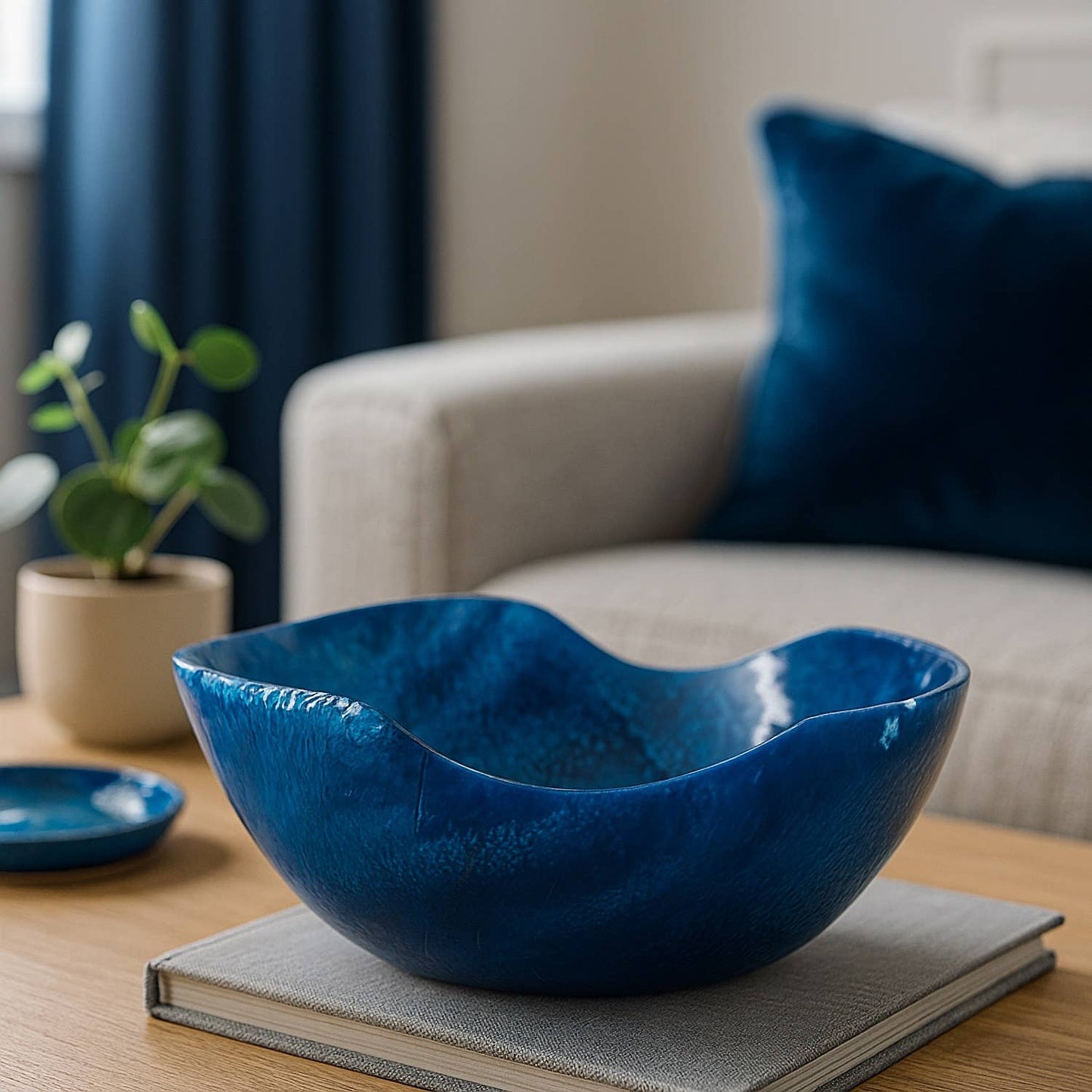 Abstract Resin Fruit Bowl - Blue