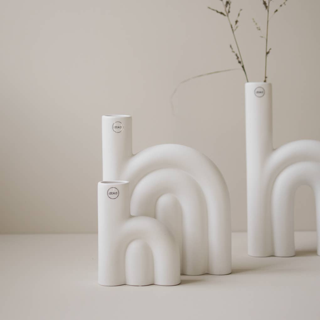 Medium Rope Ceramic Vase - White