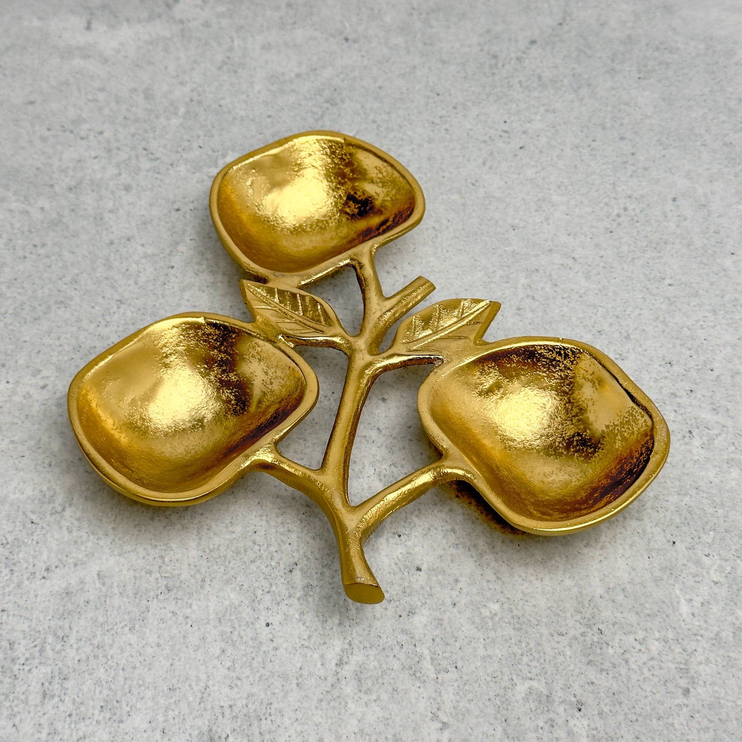 Gold Apple Bowl - 3 section