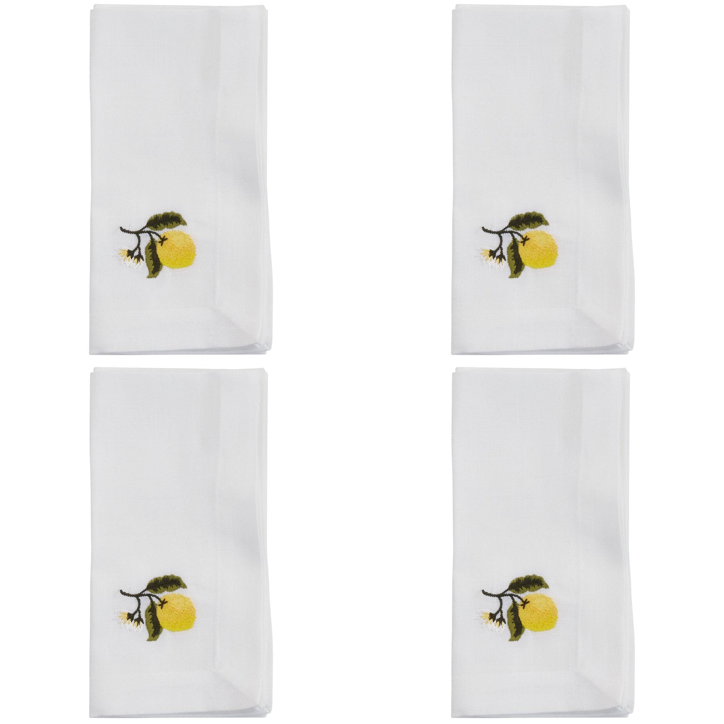 Embroidered Lemon Napkin: White / 20" - set of 4
