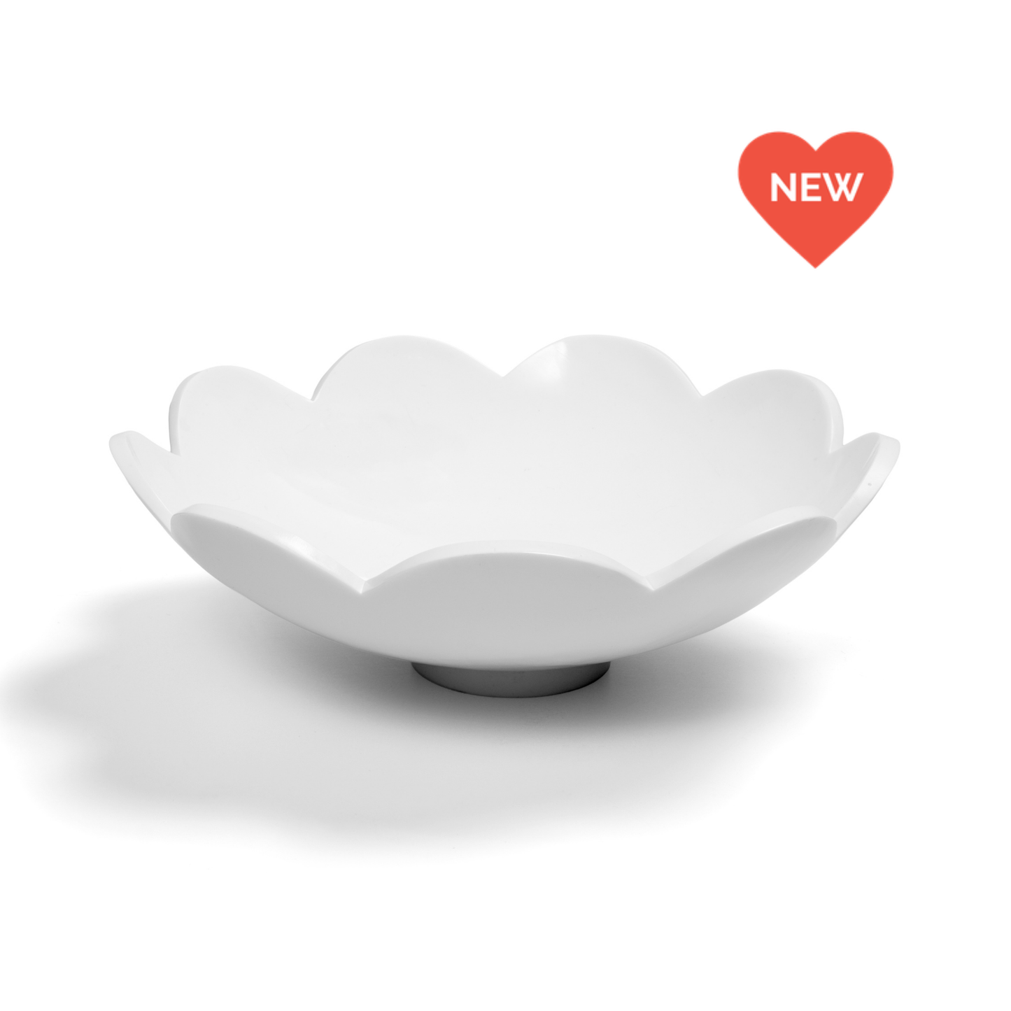 Large Bright White Scalloped Bowl