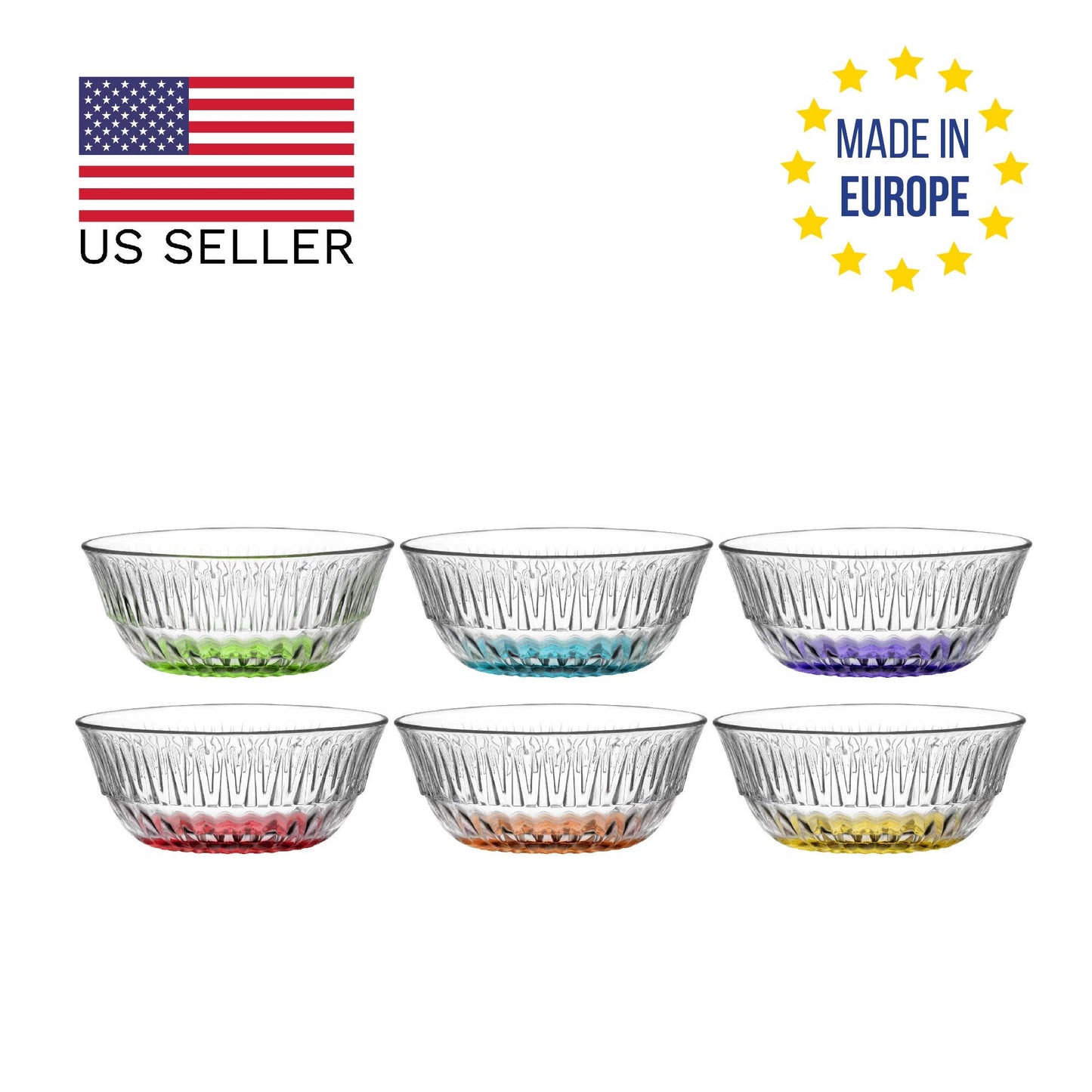 Colored Glass Bowls - Set of 6